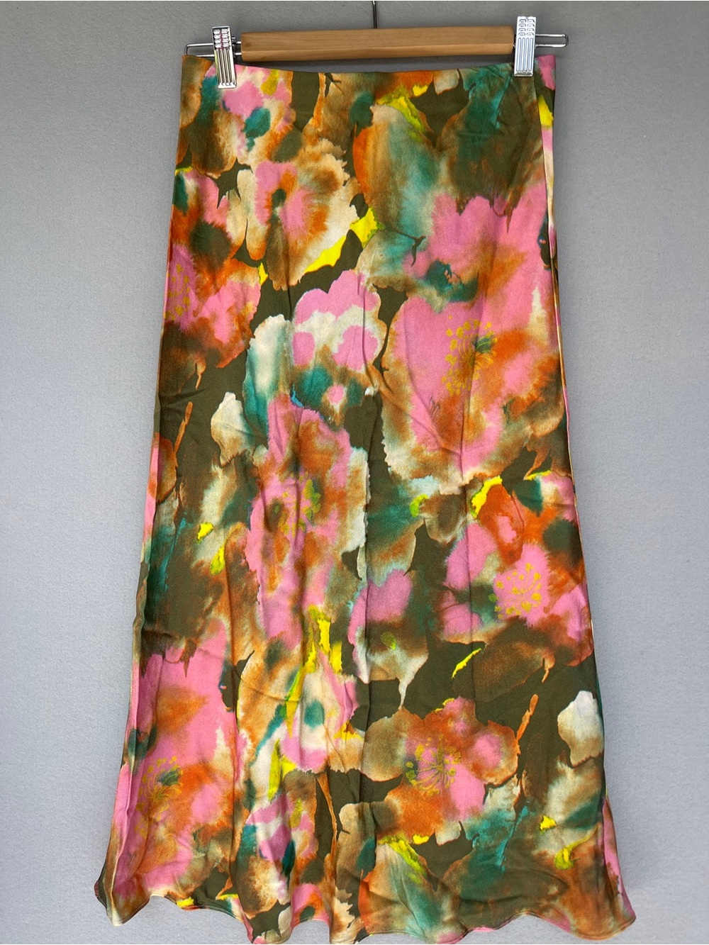 Rails Anya Midi Skirt Terra Floral Small Pink Satin Slip Chic Sexy Silky Small